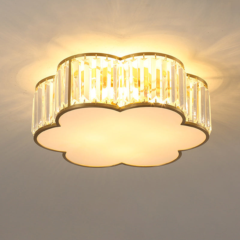 Bloemenkristal inbouwverlichting Minimalistische woonkamerplafondinbouw in goud