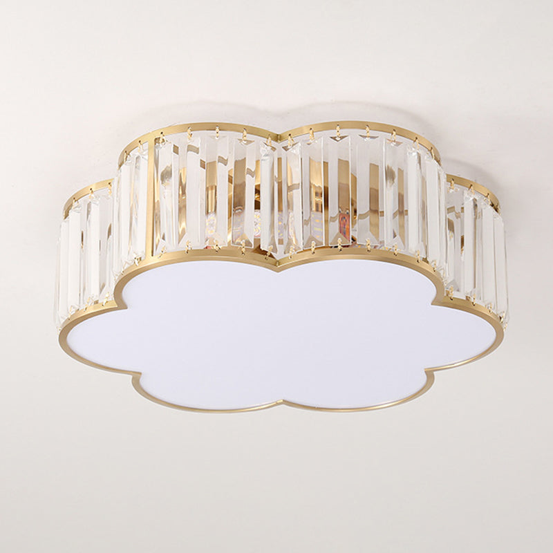 Bloemenkristal inbouwverlichting Minimalistische woonkamerplafondinbouw in goud