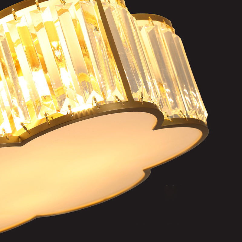 Bloemenkristal inbouwverlichting Minimalistische woonkamerplafondinbouw in goud