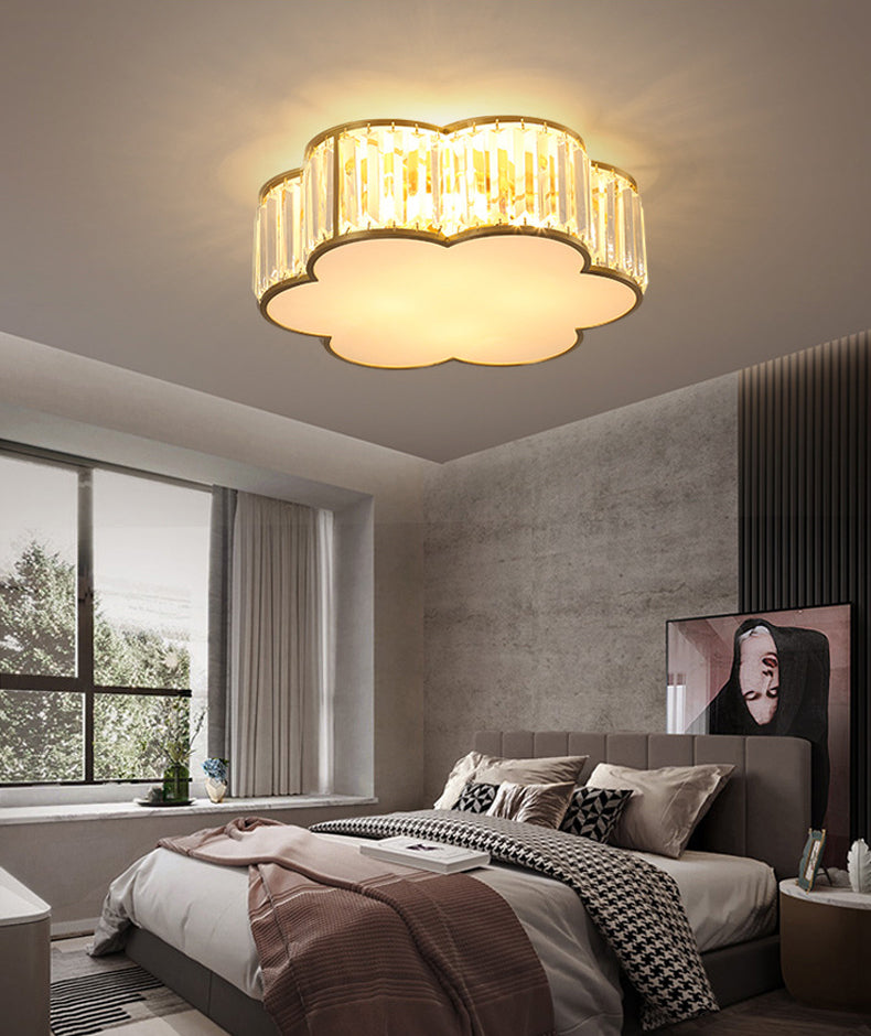 Bloemenkristal inbouwverlichting Minimalistische woonkamerplafondinbouw in goud