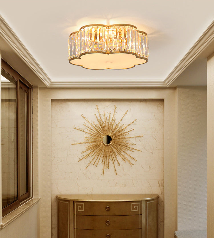 Bloemenkristal inbouwverlichting Minimalistische woonkamerplafondinbouw in goud