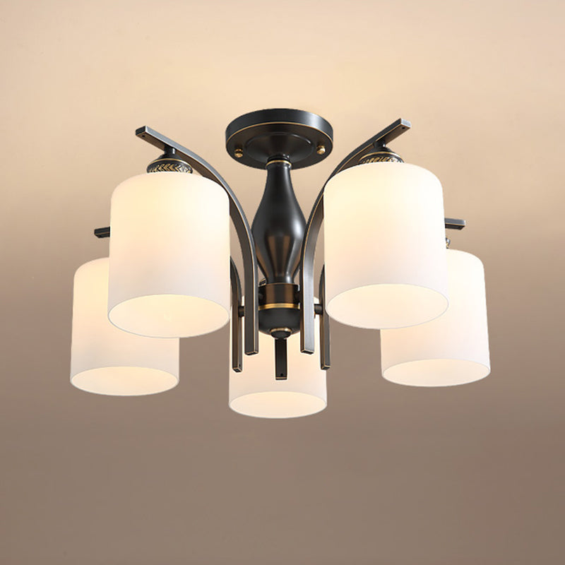 Semi Mount Lighting Minimalist Glass Cylindrical Semi Flush Mount Ceiling Fixture