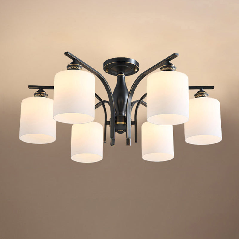 Semi Mount Lighting Minimalist Glass Cylindrical Semi Flush Mount Ceiling Fixture