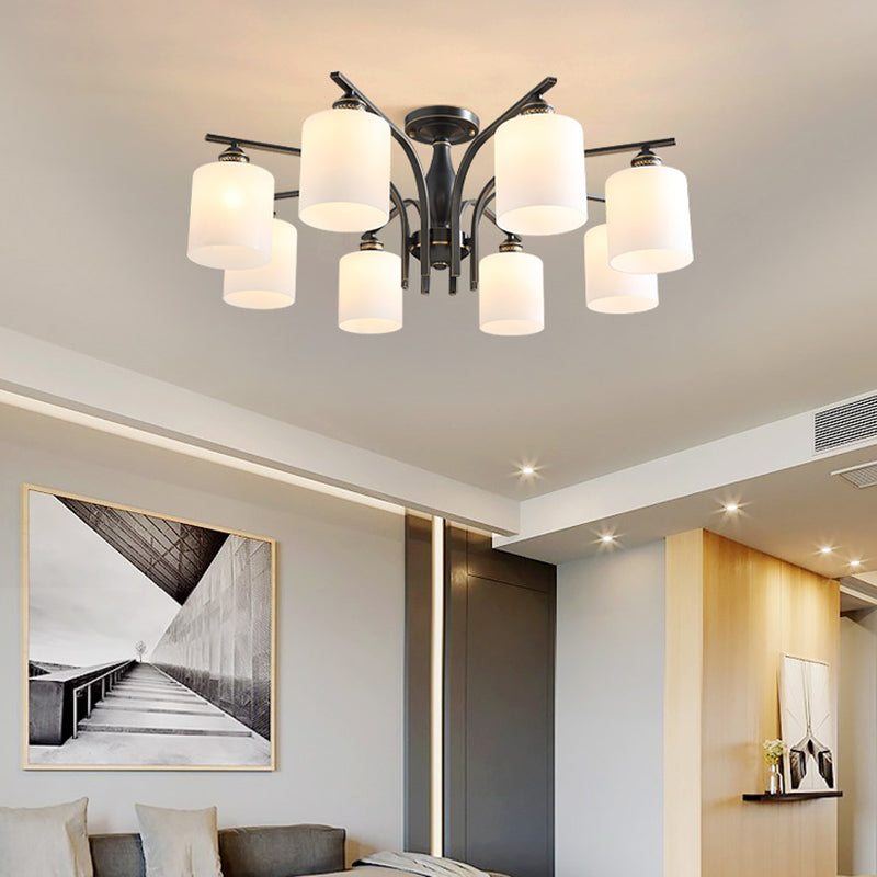 Semi Mount Lighting Minimalist Glass Cylindrical Semi Flush Mount Ceiling Fixture