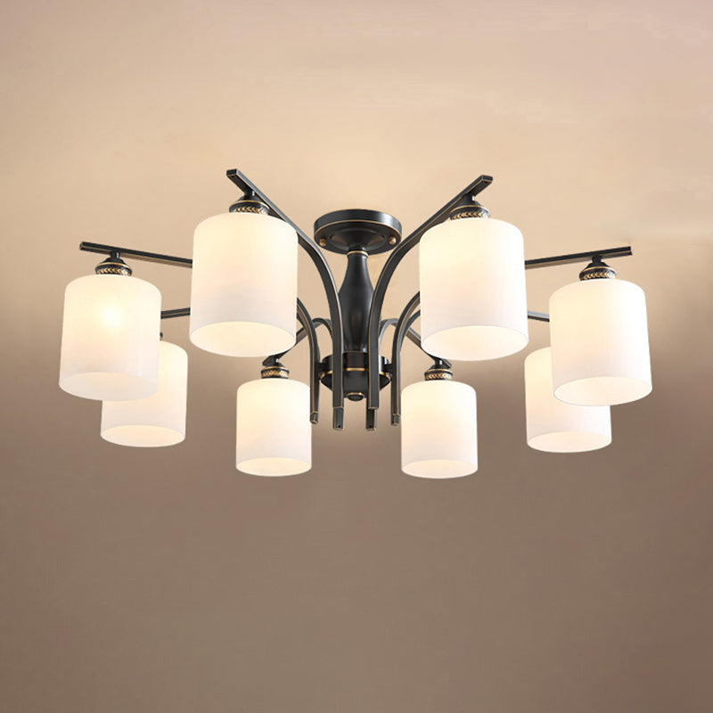 Semi Mount Lighting Minimalist Glass Cylindrical Semi Flush Mount Ceiling Fixture