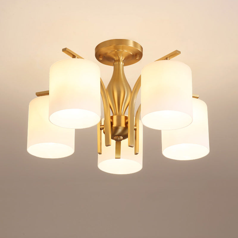 Semi Mount Lighting Minimalist Glass Cylindrical Semi Flush Mount Ceiling Fixture