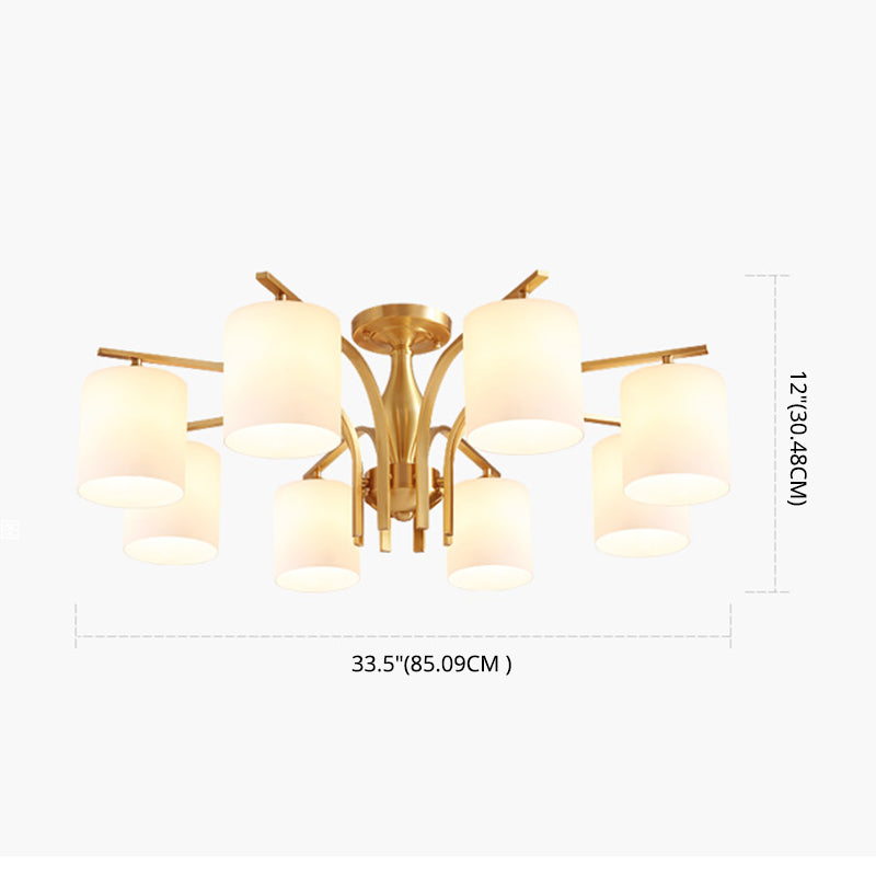 Semi Mount Lighting Minimalist Glass Cylindrical Semi Flush Mount Ceiling Fixture