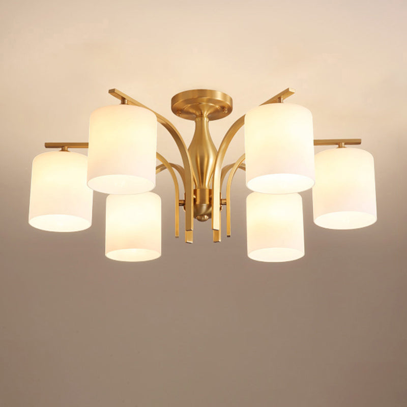 Semi Mount Lighting Minimalist Glass Cylindrical Semi Flush Mount Ceiling Fixture