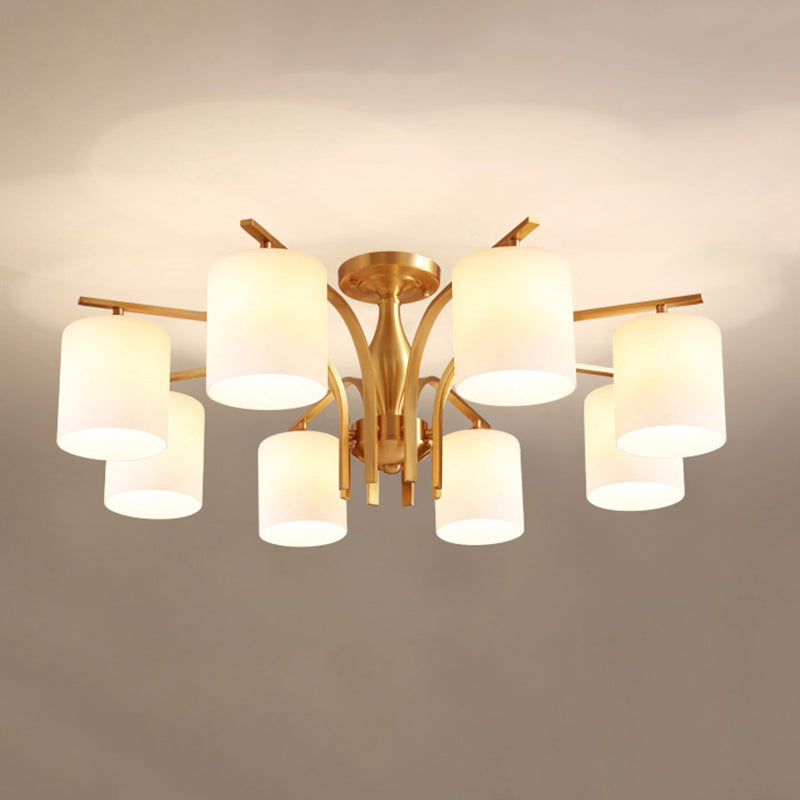 Semi Mount Lighting Minimalist Glass Cylindrical Semi Flush Mount Ceiling Fixture