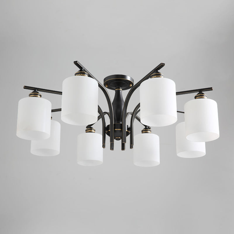 Semi Mount Lighting Minimalist Glass Cylindrical Semi Flush Mount Ceiling Fixture