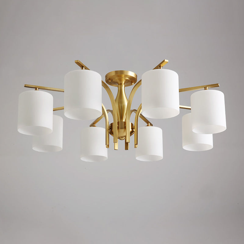Semi Mount Lighting Minimalist Glass Cylindrical Semi Flush Mount Ceiling Fixture