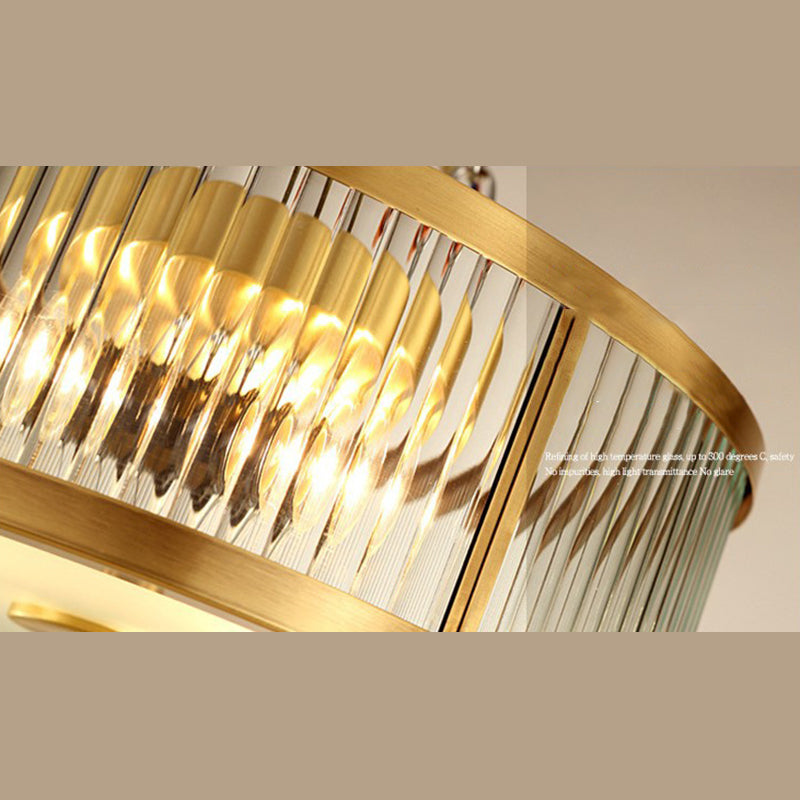 Glass Flush Mount Fixture Traditional Style Gold Drum Living Room Flush Mount Lighting