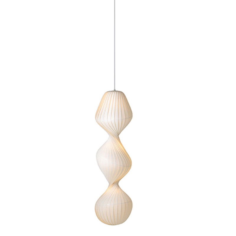 Contemporary Simplicity Designer Pendant Lamp 15.7" Wide Twisted Shaped Silkworm Hanging Light in White