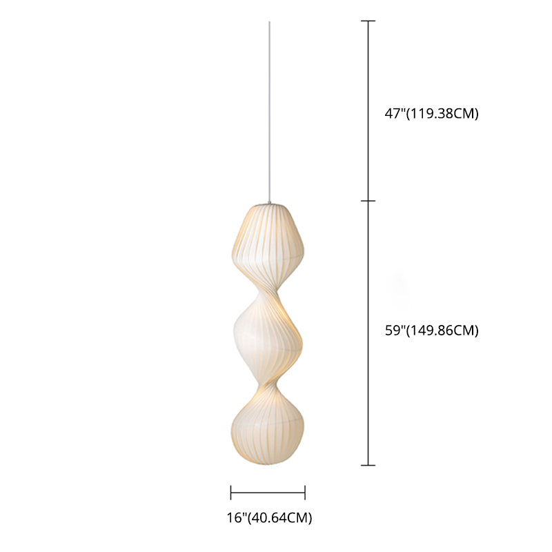 Contemporary Simplicity Designer Pendant Lamp 15.7" Wide Twisted Shaped Silkworm Hanging Light in White