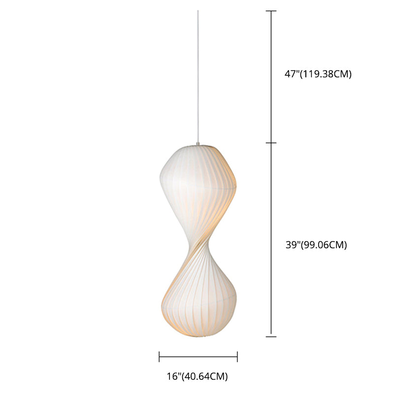 Contemporary Simplicity Designer Pendant Lamp 15.7" Wide Twisted Shaped Silkworm Hanging Light in White