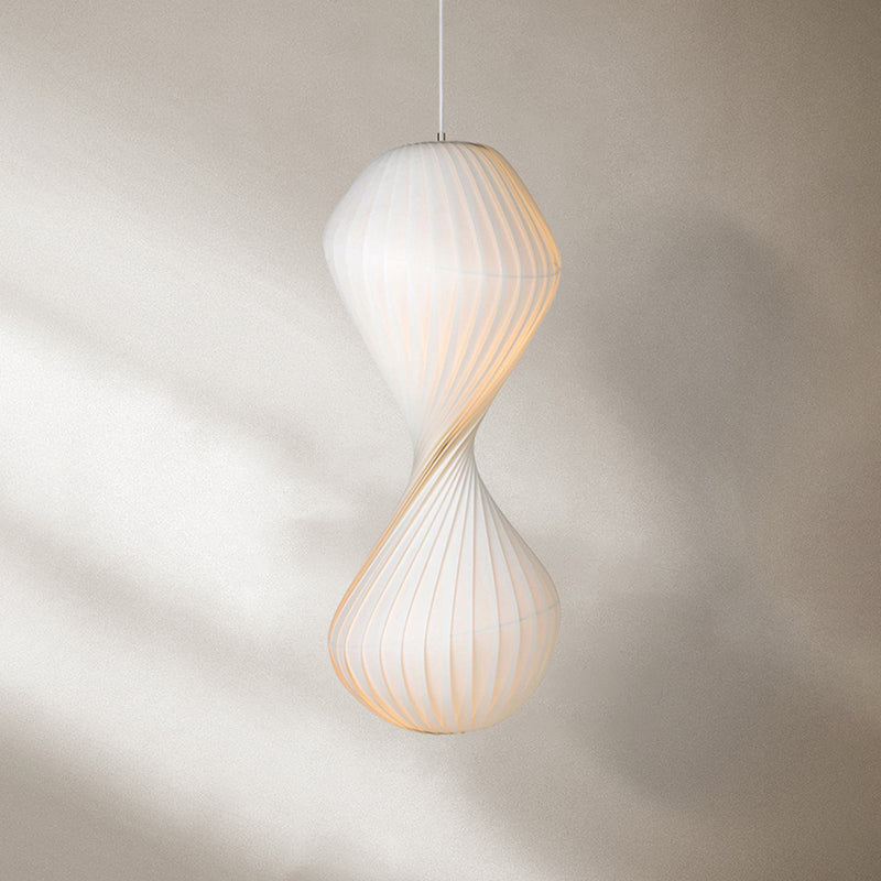 Contemporary Simplicity Designer Pendant Lamp 15.7" Wide Twisted Shaped Silkworm Hanging Light in White