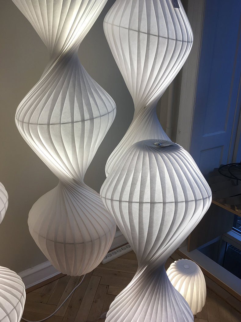 Contemporary Simplicity Designer Pendant Lamp 15.7" Wide Twisted Shaped Silkworm Hanging Light in White