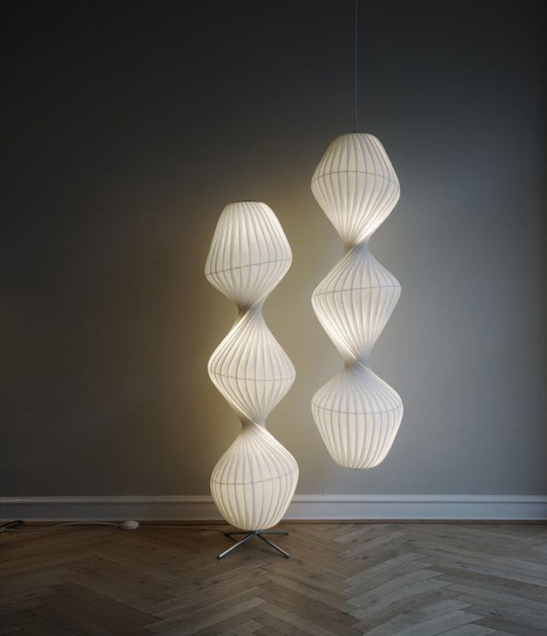 Contemporary Simplicity Designer Pendant Lamp 15.7" Wide Twisted Shaped Silkworm Hanging Light in White