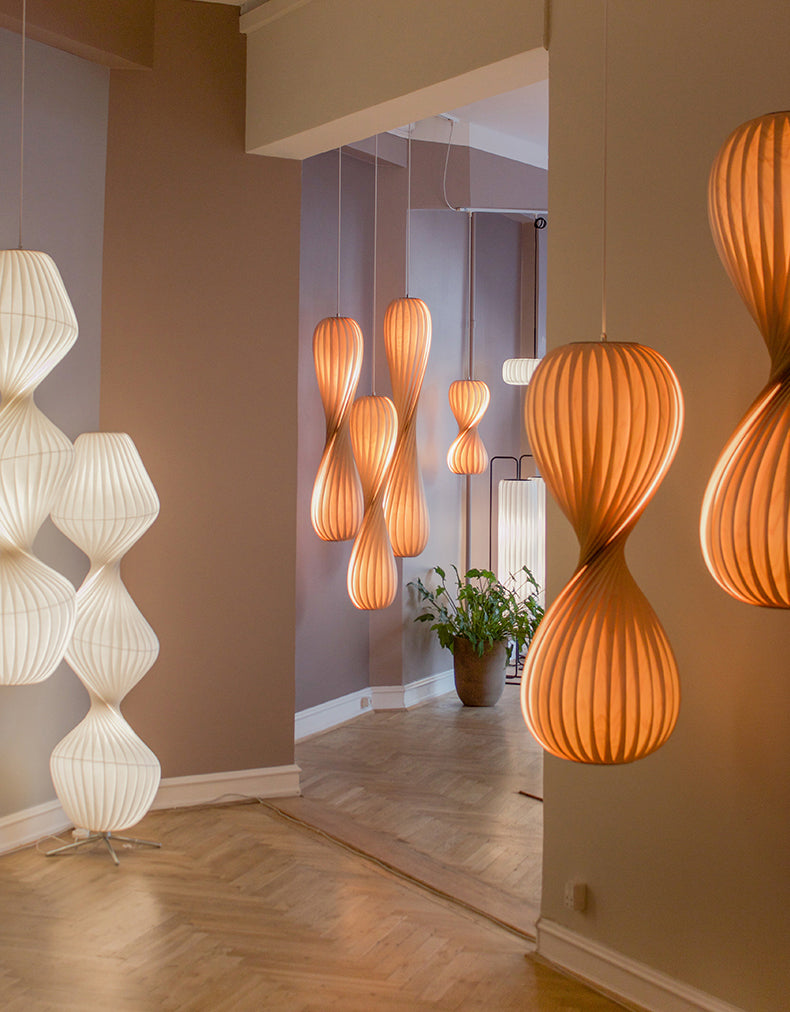 Contemporary Simplicity Designer Pendant Lamp 15.7" Wide Twisted Shaped Silkworm Hanging Light in White