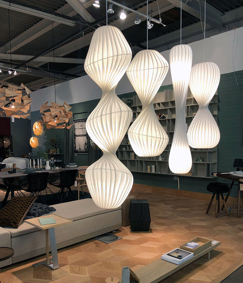 Contemporary Simplicity Designer Pendant Lamp 15.7" Wide Twisted Shaped Silkworm Hanging Light in White