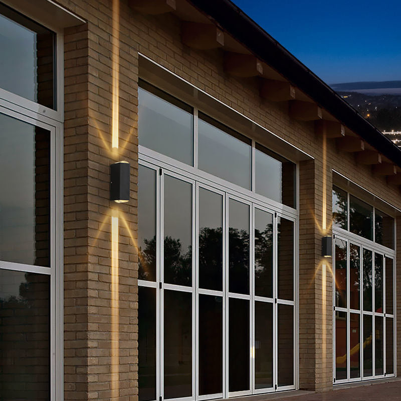 Black Rectangular Metal LED Wall Lamp Double-headed Warm Light Wall Sconce for Villa Corridor