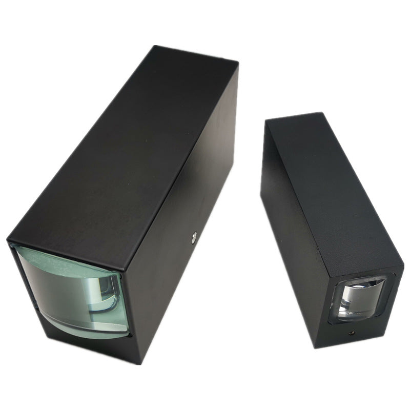 Black Rectangular Metal LED Wall Lamp Double-headed Warm Light Wall Sconce for Villa Corridor