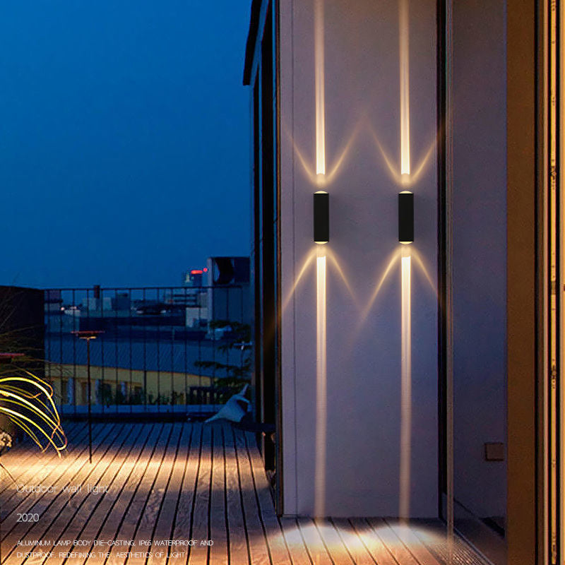 Black Rectangular Metal LED Wall Lamp Double-headed Warm Light Wall Sconce for Villa Corridor