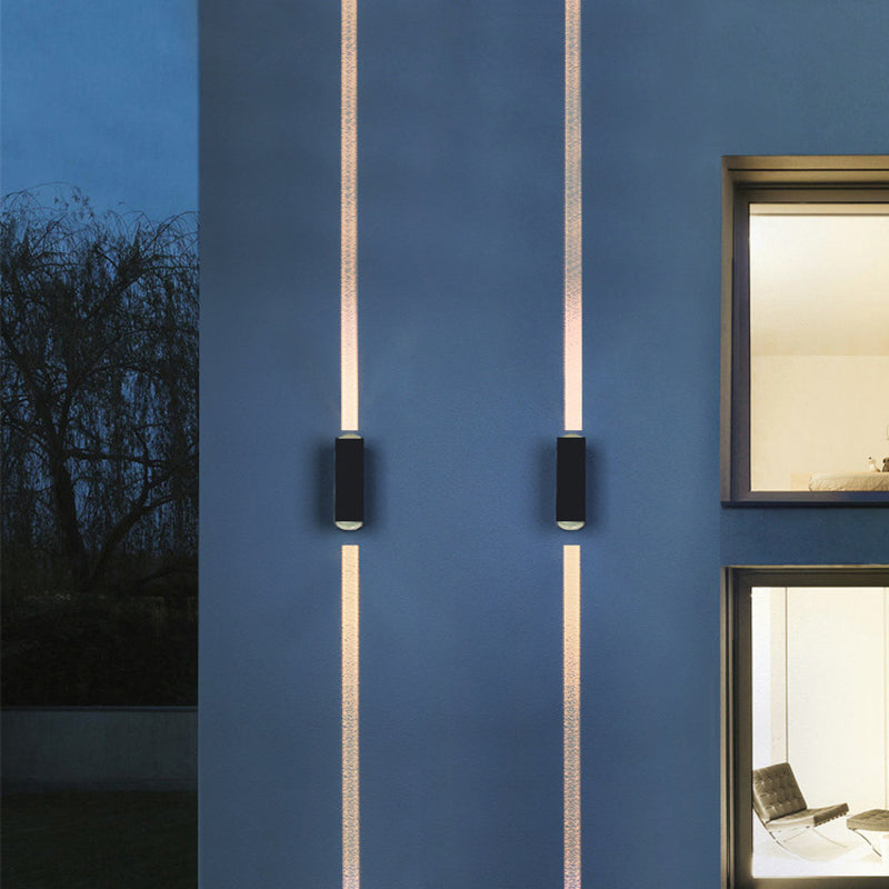 7.5" H Outdoor Waterproof LED Wall Sconce 2-Lights Modern Style Aluminum Alloy Courtyard Corridor Wall Light in Frosted Black