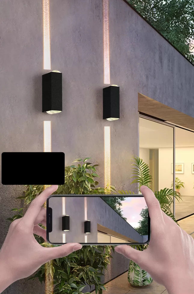 7.5" H Outdoor Waterproof LED Wall Sconce 2-Lights Modern Style Aluminum Alloy Courtyard Corridor Wall Light in Frosted Black