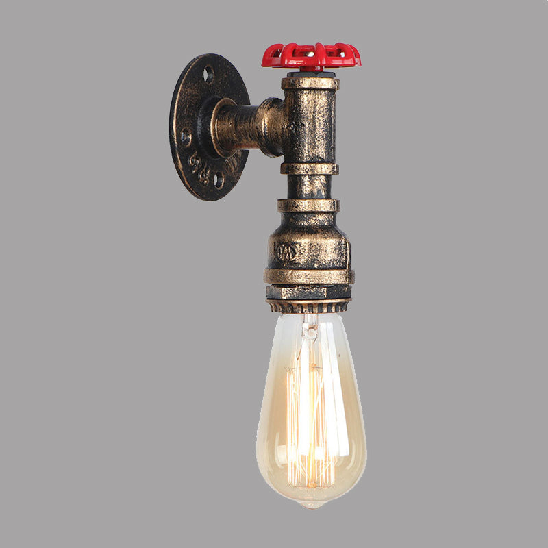 Old Brass Creative Water Pipe Wall Sconce Retro Industrial Style Mini Wall Lamp for Restaurants Bar