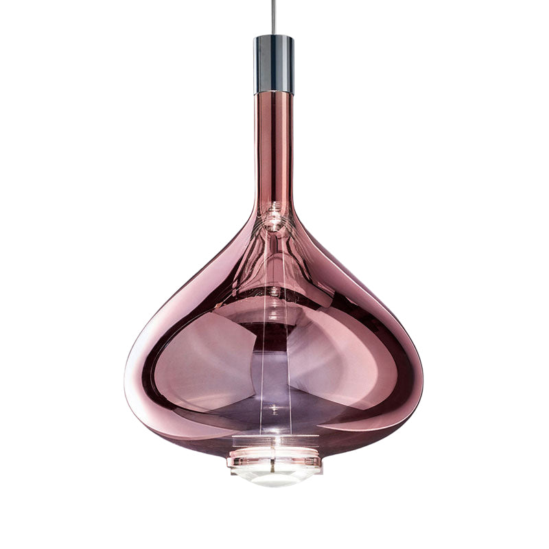 Beaker-Esque Shape Pendant Light Modern Rose Gold/Clear/Smoke Clear Glass 1 Light Dining Room Hanging Light Kit