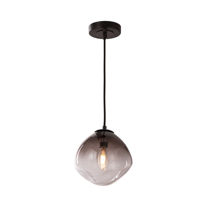Luz de colgante colgante ovalado humo nórdico gris vidrio con hoyuelos 1 luz de techo de habitación de bebé claro luz