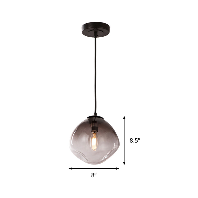 Luz de colgante colgante ovalado humo nórdico gris vidrio con hoyuelos 1 luz de techo de habitación de bebé claro luz