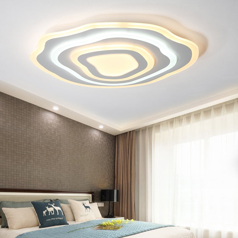 Ultra Thin Acrylic Ripple Ceiling Lamp 19.5"/23.5" W Simple White LED Flush Lighting in Warm/White Light