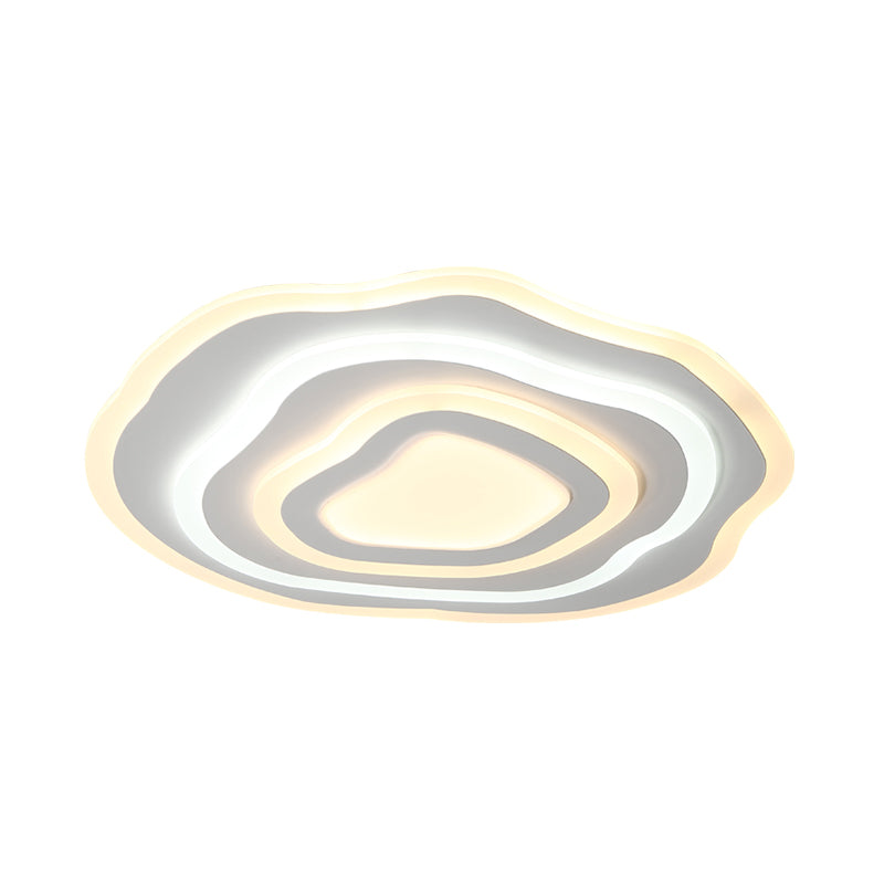 Ultra Thin Acrylic Ripple Ceiling Lamp 19.5"/23.5" W Simple White LED Flush Lighting in Warm/White Light