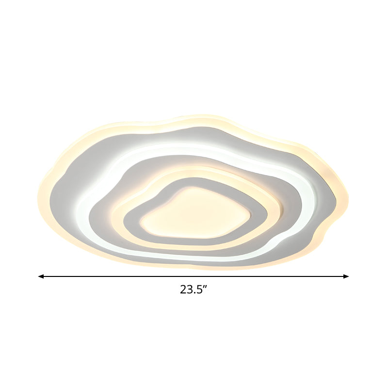 Ultra Thin Acrylic Ripple Ceiling Lamp 19.5"/23.5" W Simple White LED Flush Lighting in Warm/White Light