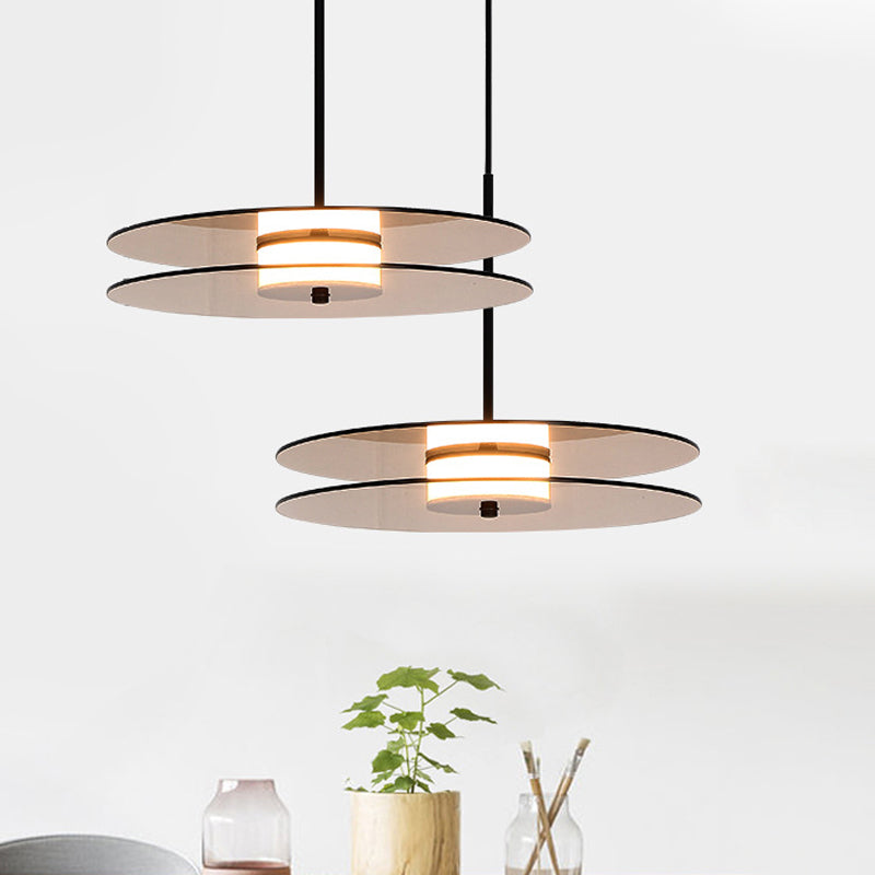 Tan Glass Disc Hanging Light Fixture Nordic 1 Light Pendant Ceiling Light for Dining Room