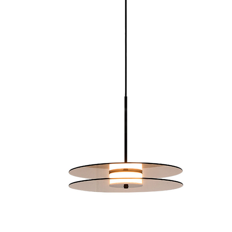 Tan Glass Disc Hanging Light Fixture Nordic 1 Light Pendant Ceiling Light for Dining Room