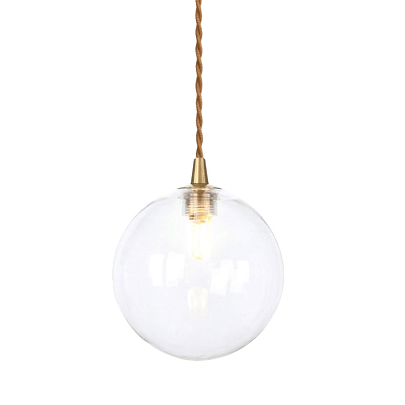 Macaron Globe/Gem Pendant Light Fixture Amber/White/Red Glass 1 Light Suspension Light with Rope for Bedroom