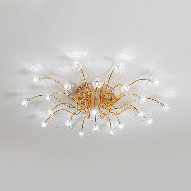 Sputnik Semi Flush Light Contemporary Crystal 17/21 Lampenlampen Deckenmontage in Gold