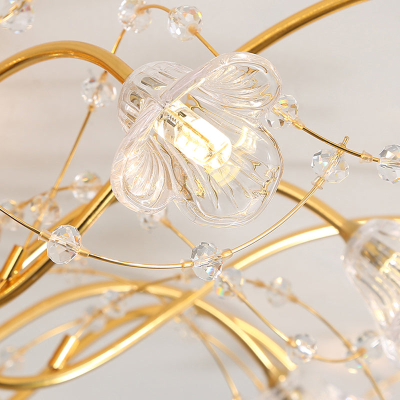 Sputnik Semi Flush Light Contemporary Crystal 17/21 Lampenlampen Deckenmontage in Gold