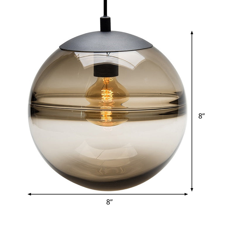 Globe Hanging Ceiling Light Contemporary Blue/Coffee Glass 1 Light Dining Room Pendant Light