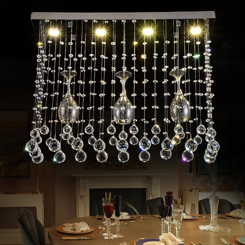Luminaire encastré chromé LED moderne monté au plafond en cristal incrusté, 25,5 "/ 31,5" / 39 "de long