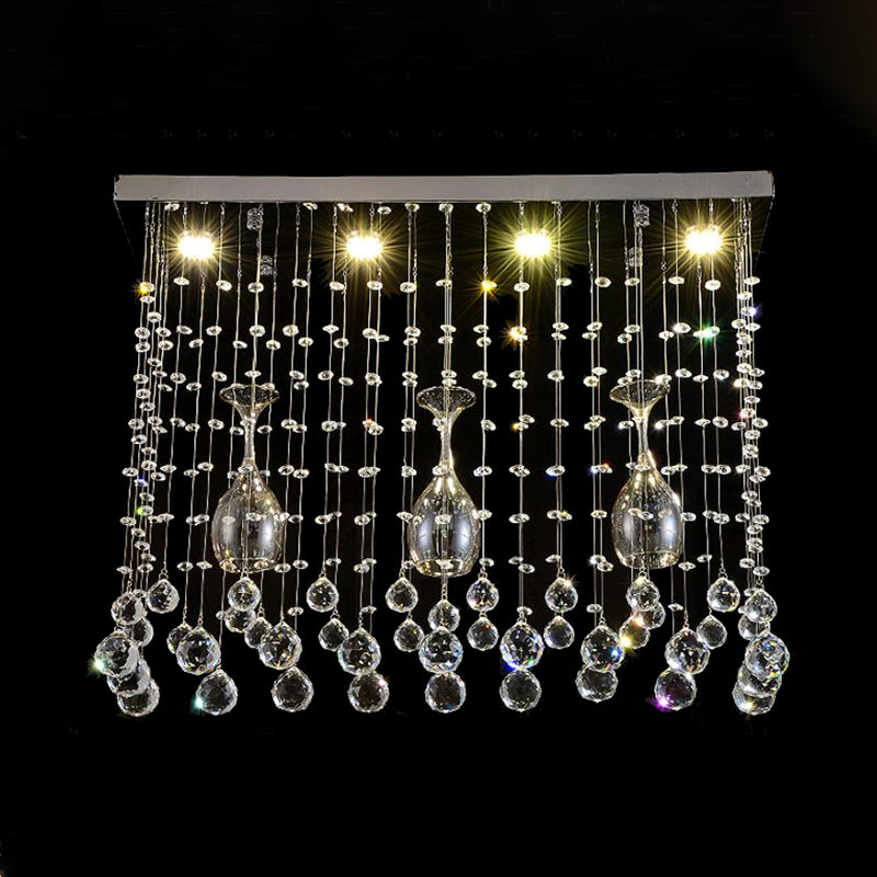 Luminaire encastré chromé LED moderne monté au plafond en cristal incrusté, 25,5 "/ 31,5" / 39 "de long