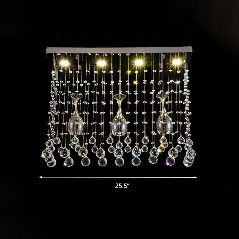 Luminaire encastré chromé LED moderne monté au plafond en cristal incrusté, 25,5 "/ 31,5" / 39 "de long