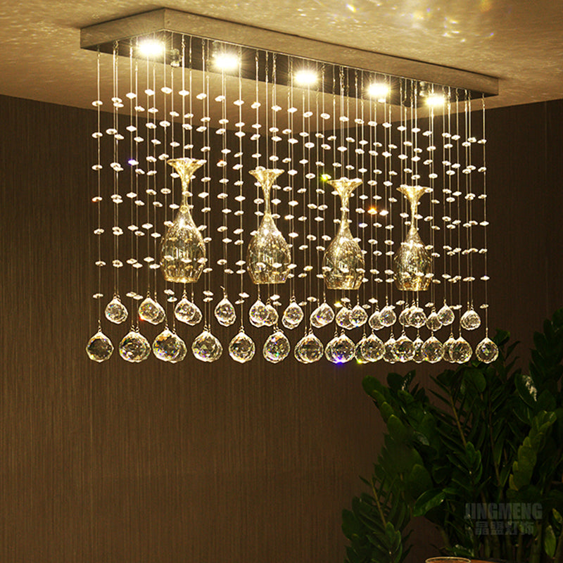 Luminaire encastré chromé LED moderne monté au plafond en cristal incrusté, 25,5 "/ 31,5" / 39 "de long