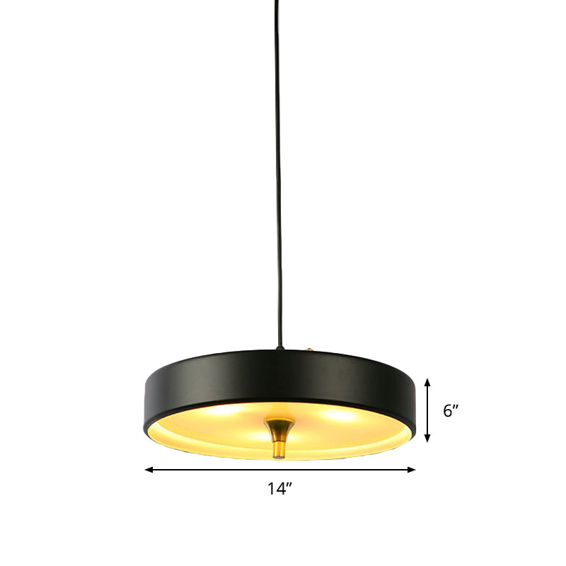 Modern Disk Pendant Light Fixture Blue/White/Black Metal 1 Light Hanging Lamp Kit for Bedroom