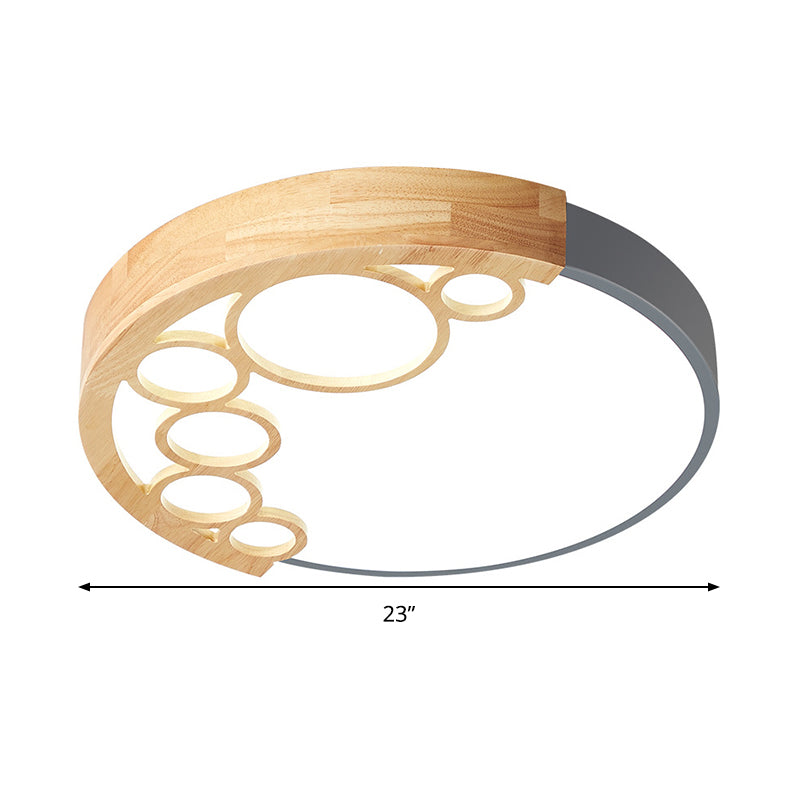 Plafonnier rond en métal de 18,5"/23" W, lampe LED moderniste à montage encastré, gris, lumière chaude/blanche/télécommande, gradation continue