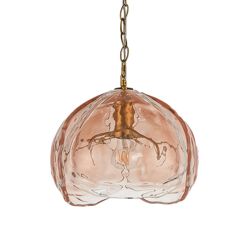 Lámpara colgante de cúpula contemporánea Vidrio transparente Pink 1 Bulbo Coste de techo para comedor