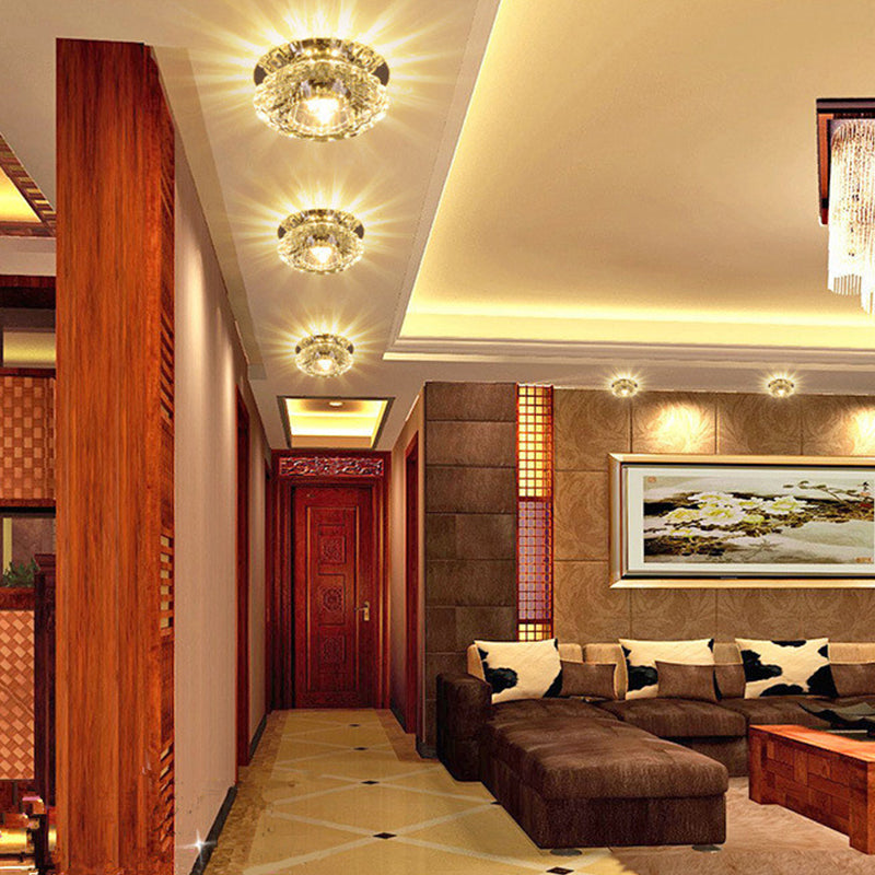 Plafonnier encastré ultra fin en cristal moderne pour salon